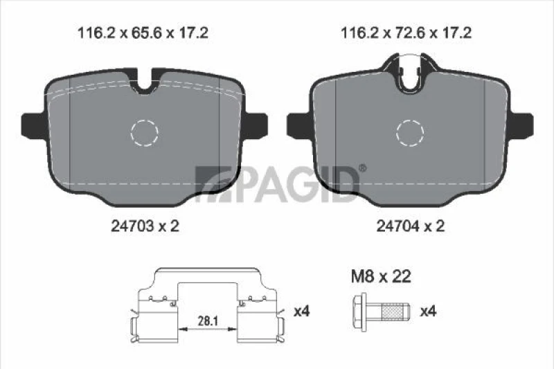 Image of Brake pad set PAGID T2430N