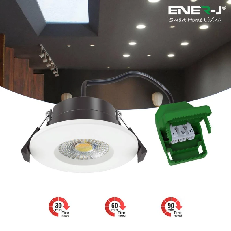 Image of ENER-J Pack of 4 7W Dimmable CCT Changeable Fireproof Downlight IP65 Dimmable in Black Unisex