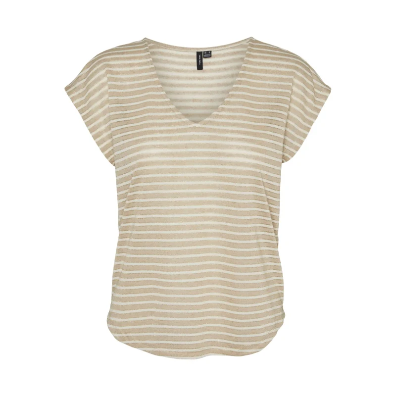 Image of Vero Moda Womens v-neck T-Shirt Vero Moda Vmgatja Beige Female L
