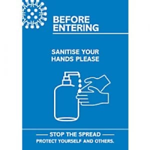 image of Seco Health & Safety Poster Before entering, sanitise your hands Semi-Rigid Plastic 21 x 29.7 cm