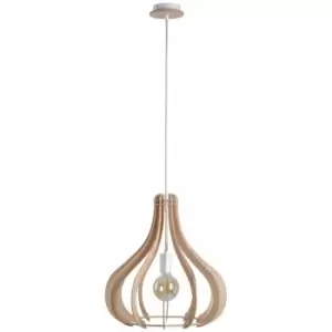 image of Keter Lavena Wire Frame Pendant Ceiling Light Natural, 43.5cm, 1x E27