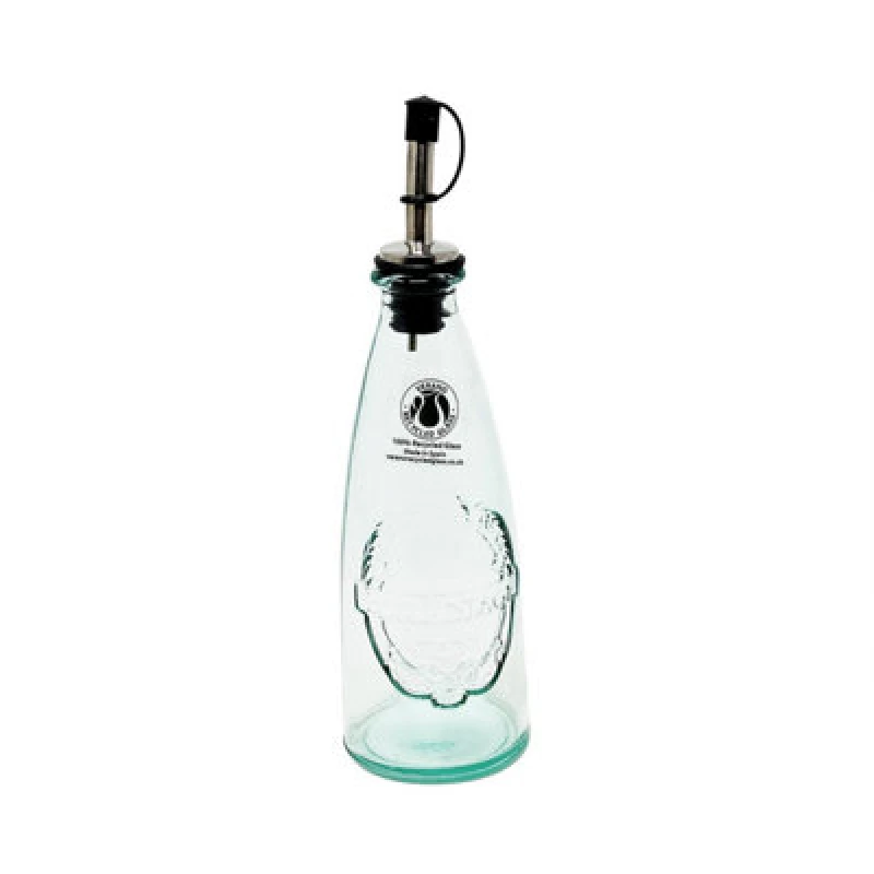 Image of Verano Spanish Ceramics Recycled Glass Eco Vintage Clear Kitchen Dining Pourer Bottle 300ml (H) 23Cm