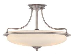 Image of 4 Light Semi Flush Ceiling Light Antique Nickel, E27
