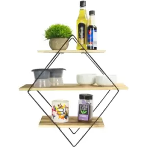 image of 3 Tier Diamond Floating Shelf M&W - Natural