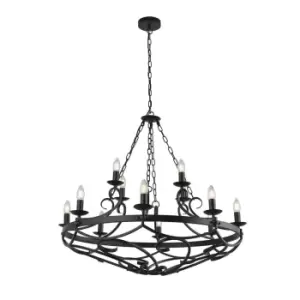 Image of Cartwheel 12 Light Pendant, Chain Black