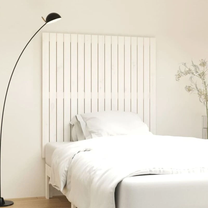 Image of Vidaxl Wall Headboard White 108X3X110 Cm Solid Wood Pine, White 824924