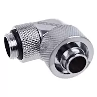 image of Alphacool Eiszapfen 16/10mm Threaded Rotatable 90 Degree G1 / 4 Fitting - Chrome