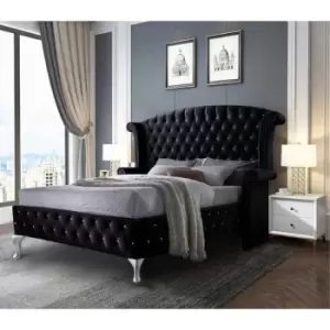 Image of Envisage Trade - President Upholstered Beds - Plush Velvet, Double Size Frame, Black - Black