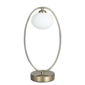 image of Contemporary Globe Table Lamp Antique Brass, Glass