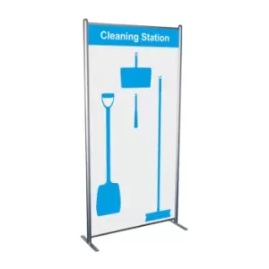 Image of Shadowboard in Multi Purpose Frame - Cleaning Station Style A (Blue) with Hooks - No Stock