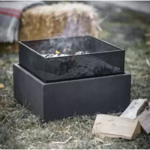 Image of Garden Trading Lyneham Square Fire Pit Basket Bowl Steel Outdoor Heater