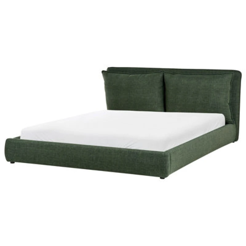 Image of Beliani Bed Fabric Bajonna 180 X 200 Cm (Eu Super King) Dark Green