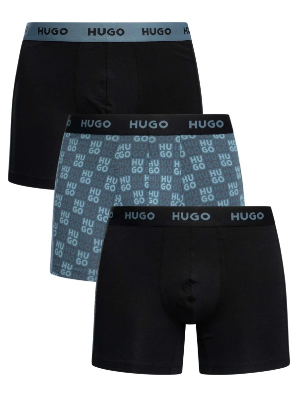 Image of HUGO 3 Pack Boxer Briefs Black/Pattern/Black XXL