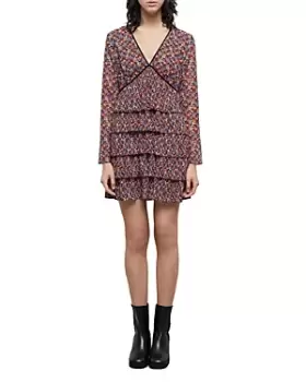 The Kooples Blazing Field Floral Print Tiered Mini Dress