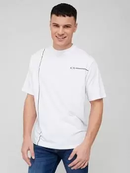 Image of Armani Exchange Stripe Logo T-Shirt, White Size M Men