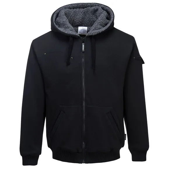 Image of Portwest Pewter Mens Sherpa Lined Hoodie Jacket KS32BKRL Colour: Black