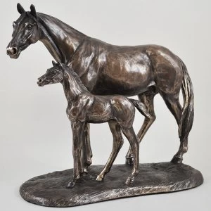 Image of Mare and Foal by Harriet Glen Cold Cast Bronze Sculpture 24cm
