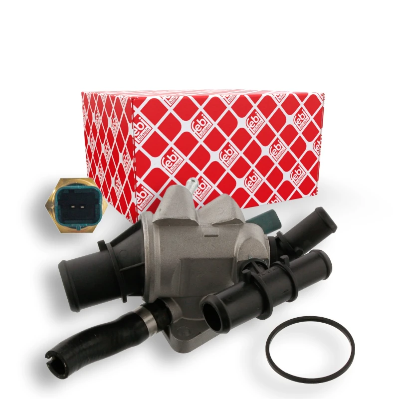 Image of FEBI BILSTEIN 36980 Thermostat Housing with gasket/seal Aluminium, Plastic Thermostat Housing (1792)