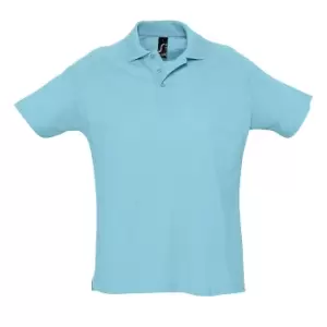 Image of SOLS Mens Summer II Pique Short Sleeve Polo Shirt (M) (Blue Atoll)