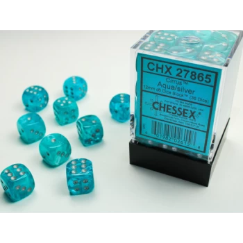 image of Chessex 12mm D6 Dice Block: Cirrus Aqua/silver