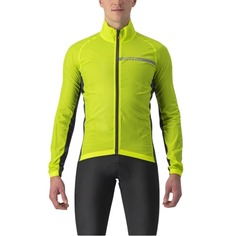 Image of Castelli Squadra Stretch Long Sleeve Jacket Yellow Grey, Size L