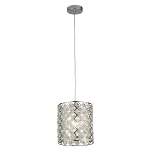 Image of 1 Light Round Pendant Chrome with Glass, E27