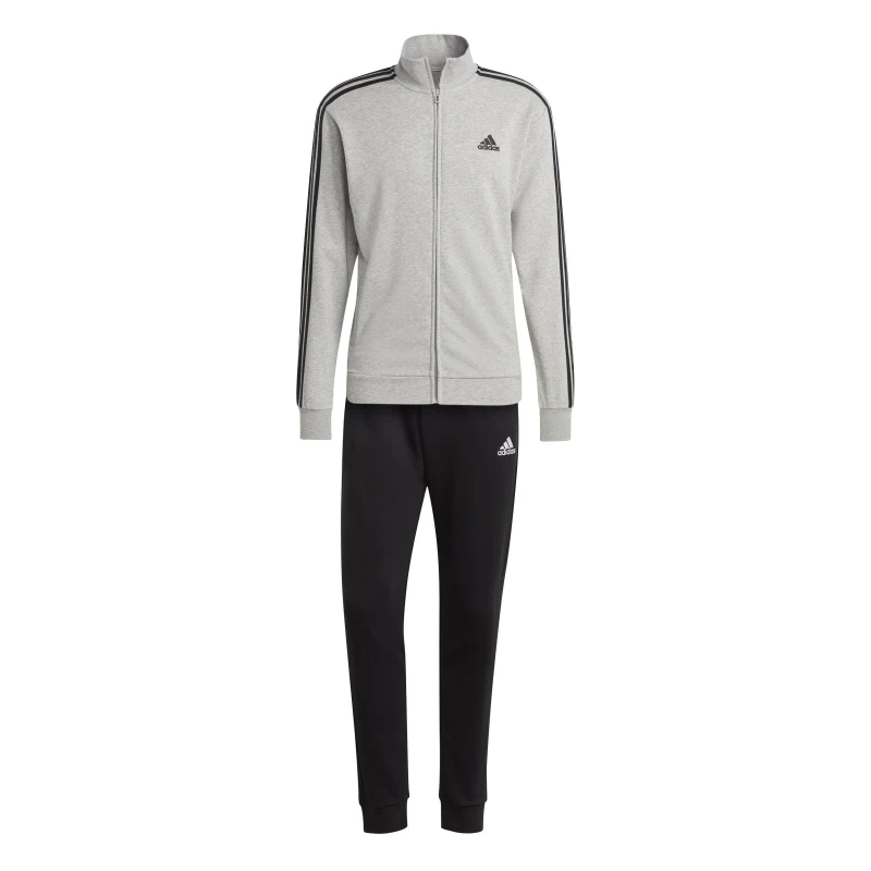 Image of adidas Basic 3-Stripes French Terry Tracksuit Mens Medium Grey male L