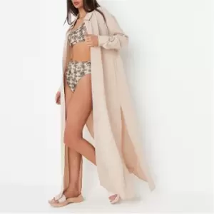 Missguided Textured Oversized Beach Cover Up Maxi Shirt Dress - Nude