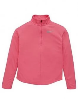 image of Nike Girls Run Long Sleeve Half Zip Top - Pink