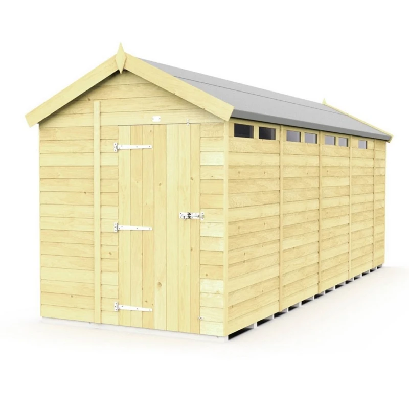 Image of Buttercup Farm 6 x 17 Feet Apex Security Shed - Single Door - L503 x W175 x H217cm in Brown Brown Unisex