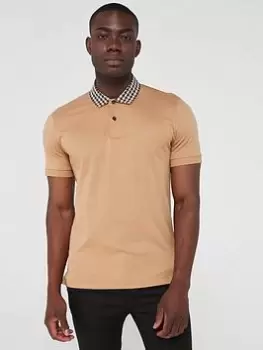 Image of BOSS Parlay 180 Regular Fit Polo Shirt - Beige , Beige Size M Men