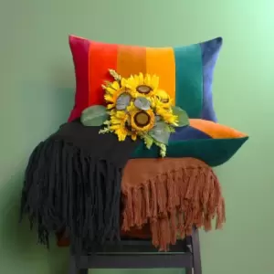 Image of Rainbow Striped 100% Cotton Cushion Cover, Jewels, 30 x 50 Cm - Furn