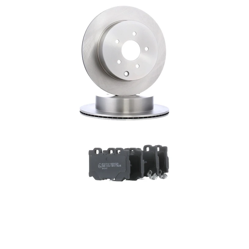 Image of RIDEX 3405B2185 Brake disc and pads set Rear Axle, Brake Disc Type: internally vented, with acoustic wear warning Brake Set,disc brakes (3405)