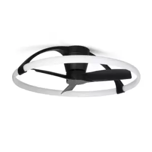 Image of Nepal Mini LED Dimmable Ceiling Light & 30W DC Reversible Fan, Black, Remote & APP Control