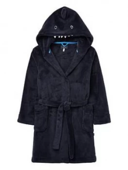 image of Joules Boys Shark Dressing Gown - Navy