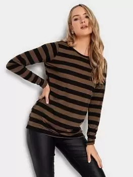Image of Long Tall Sally Natural/black Short Sleeve Stripe T-shir, Natural, Size 10, Women