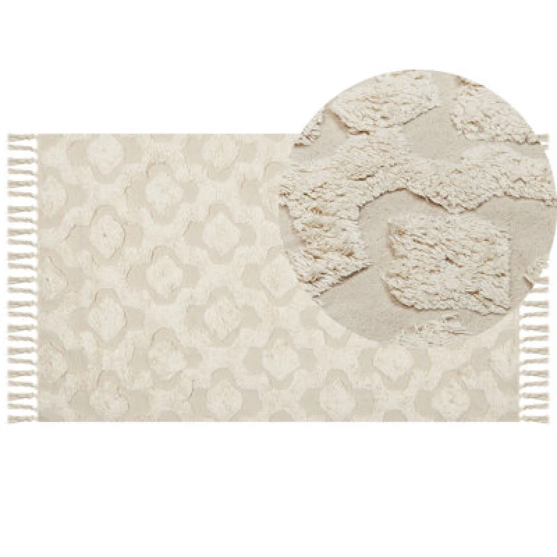 Image of Beliani Rug Aksaray Beige 80 X 150 Cm Cotton