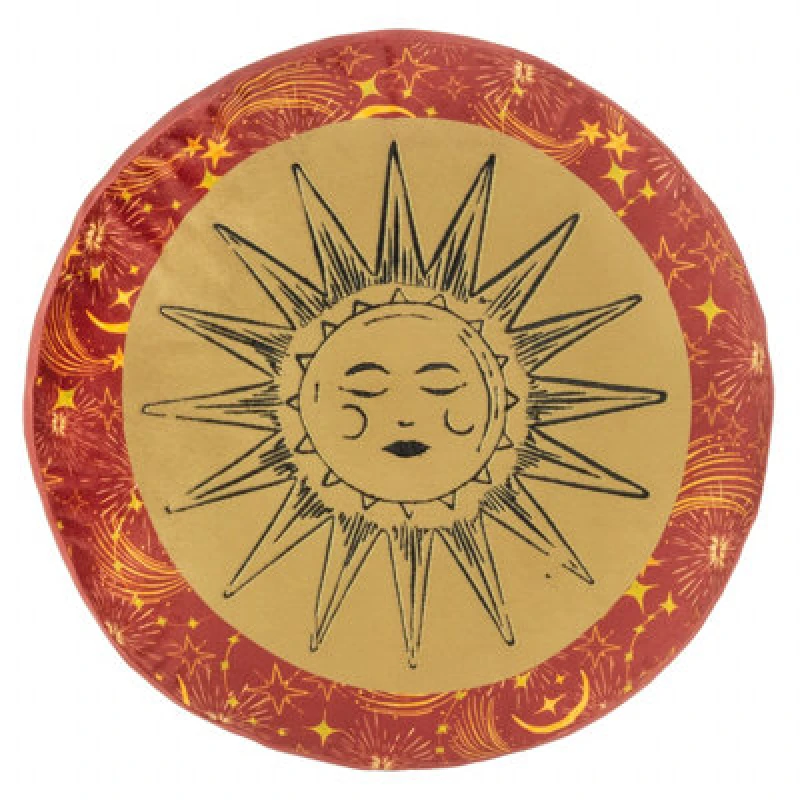 Image of Ethereal Sun Velvet Round Cushion Gold Dust/Rust