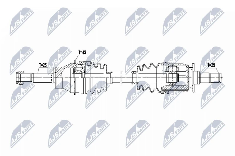 Image of NTY NPW-MS-094 Drive shaft Manual Transmission, Rear Axle Right Drive Shaft (13)