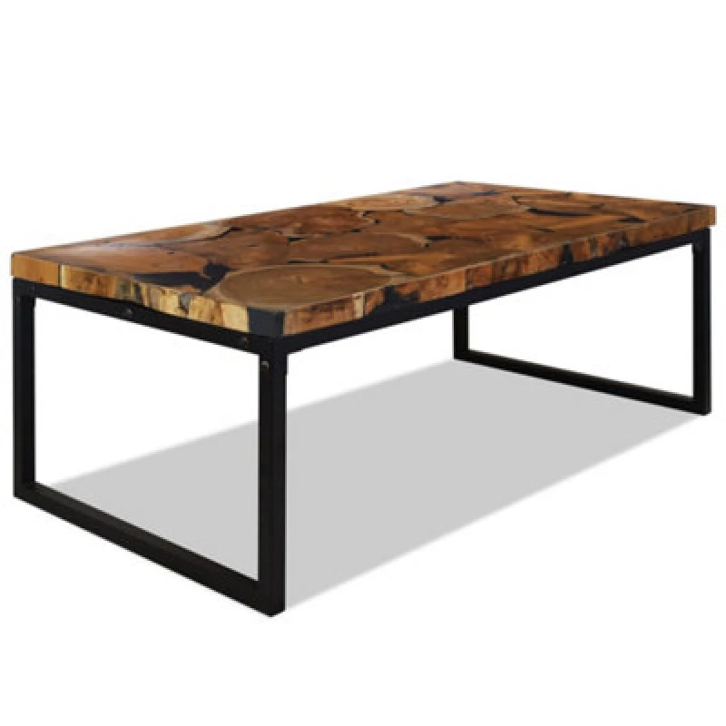 Image of Coffee Table Teak Resin 110x60x40cm Black and Brown