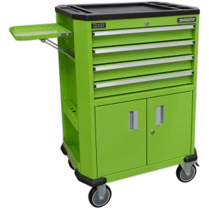 image of Sealey AP980MTHV Hi Vis 4 Drawer and 2 Door Roller Cabinet Green