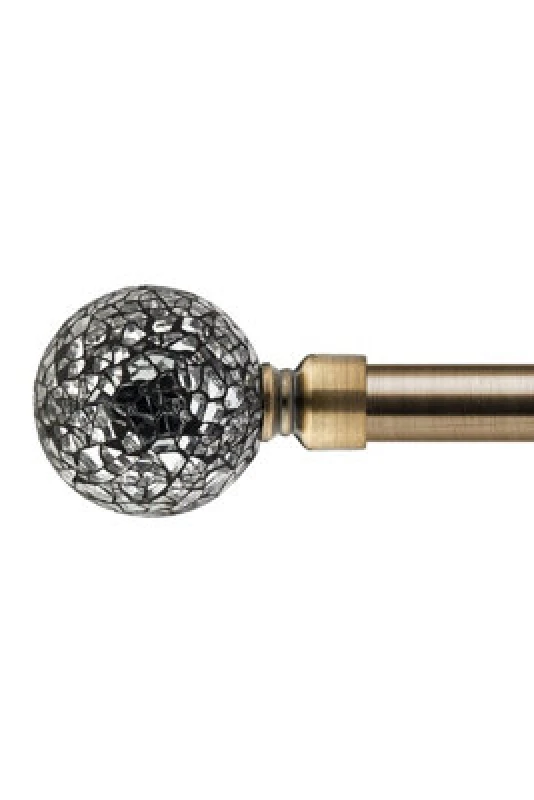 Image of Unknown 16-19mm Mirrored Extendable Eyelet Metal Curtain Pole Set Brass 160-300Cm