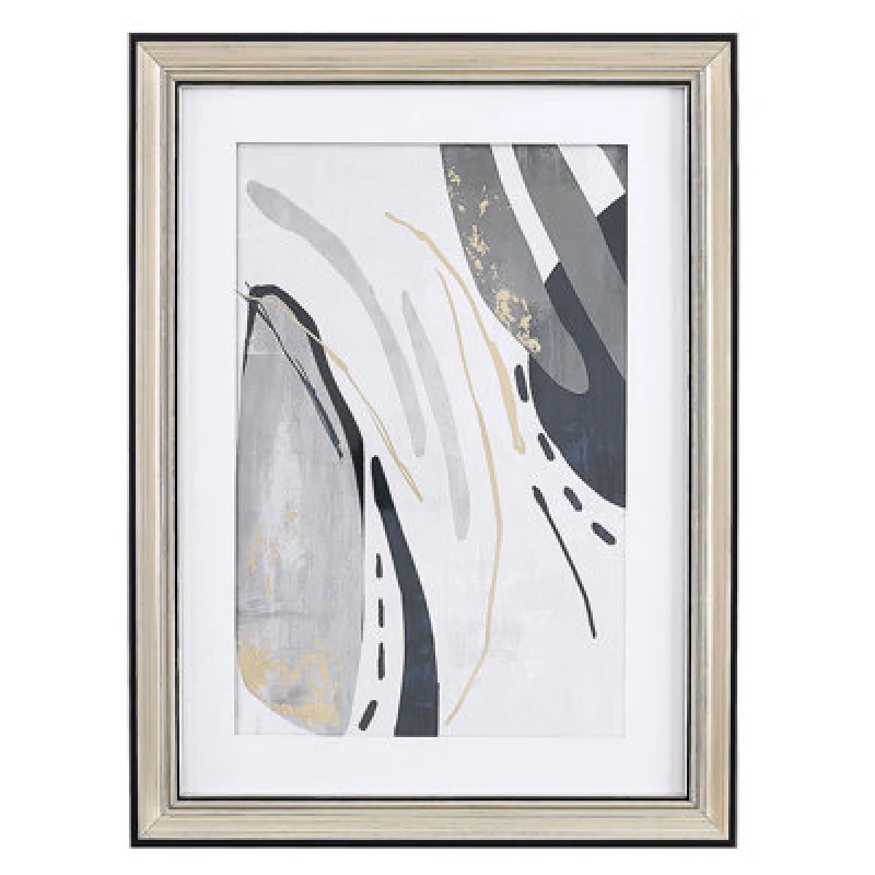 Image of Beliani Framed Wall Print Hidmo Abstract Motif 30 X 40 Cm Grey