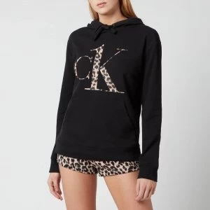Image of Calvin Klein Womens Leopard Logo Sweatshirt - Black - L