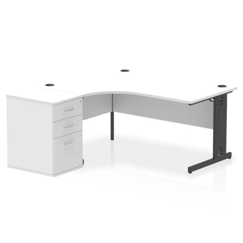 Image of Dynamic Impulse W1600 x D1200 x H730mm Left Hand Crescent Desk Cable EXR45597DY