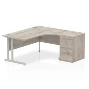 Image of Impulse 1600 Right Hand Cantilever Workstation 600 Pedestal Bundle Grey Oak