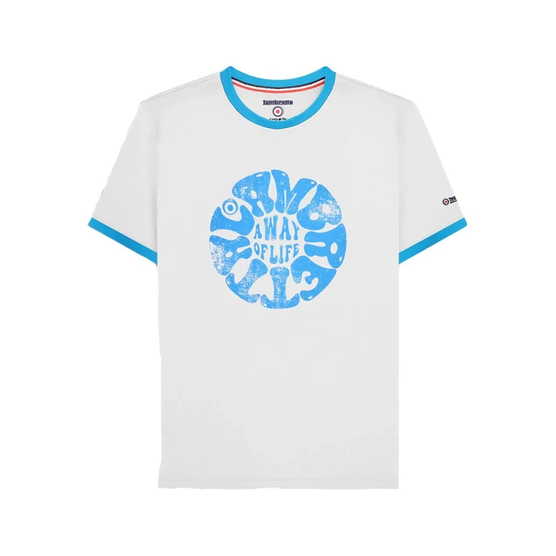 Image of Lambretta Lambretta Men SS24 Ringer Festival T-Shirt in White Size: large White L Male 5063703652131