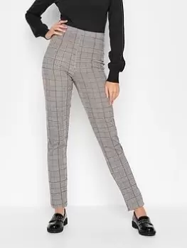 Image of Long Tall Sally Check Slim Leg Trouser - Brown, Size 12, Women