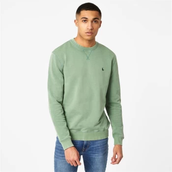 Image of Jack Wills Belvue Pheasant Logo Crew Sweatshirt - Washed Green GD