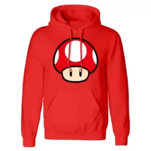 image of Super Mario Unisex Adult Power Up Mushroom Hoodie (M) (Red/Black/White)